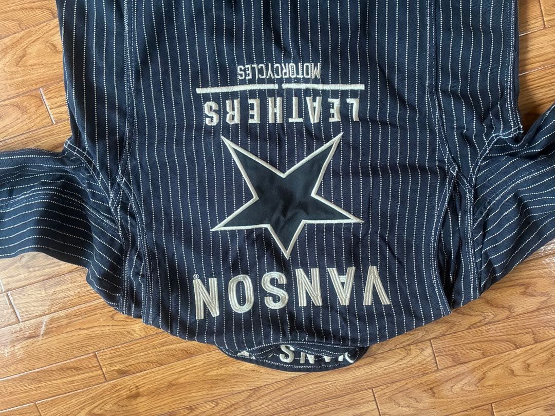 VANSON ストライプオーバーオール