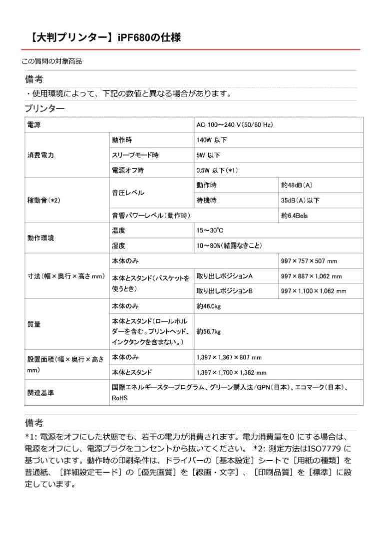 【訳あり品】CANON　大判プリンター(IPF680)　オプション付