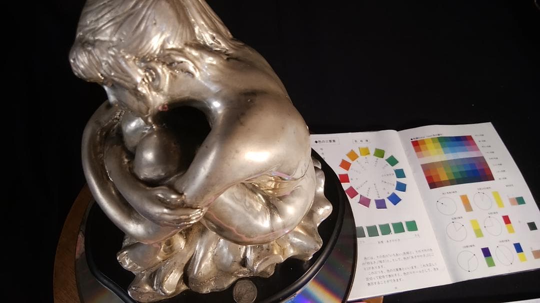 ロ*o様 エルメス★純 銀メッキブロンズ風裸婦彫刻像/高２８cm重４ ㎏少女ヌー