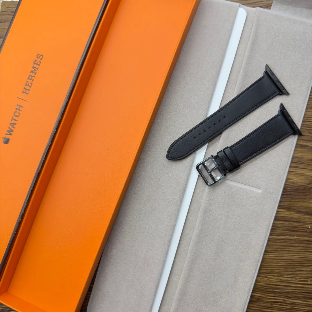 3096 ほぼ未使用　Apple Watch エルメス　ブラック　レザー　バンド