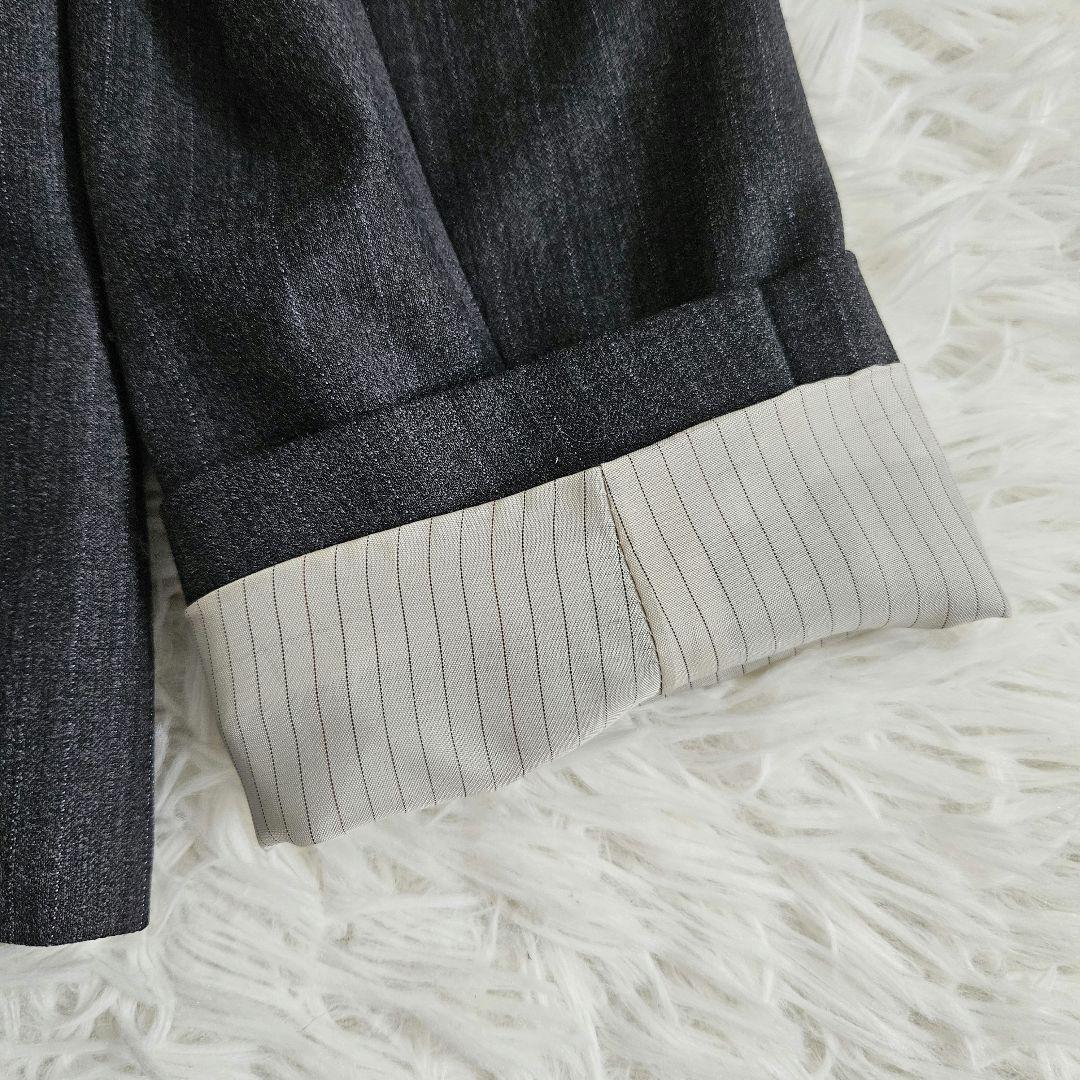 23区　パンツセットアップ　グレー　ストライプ　大きいサイズ