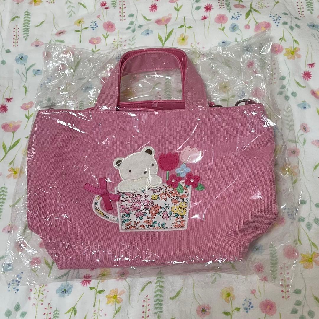 新品 ファミリア ピンク 刺繍 ショルダーバッグ 完売