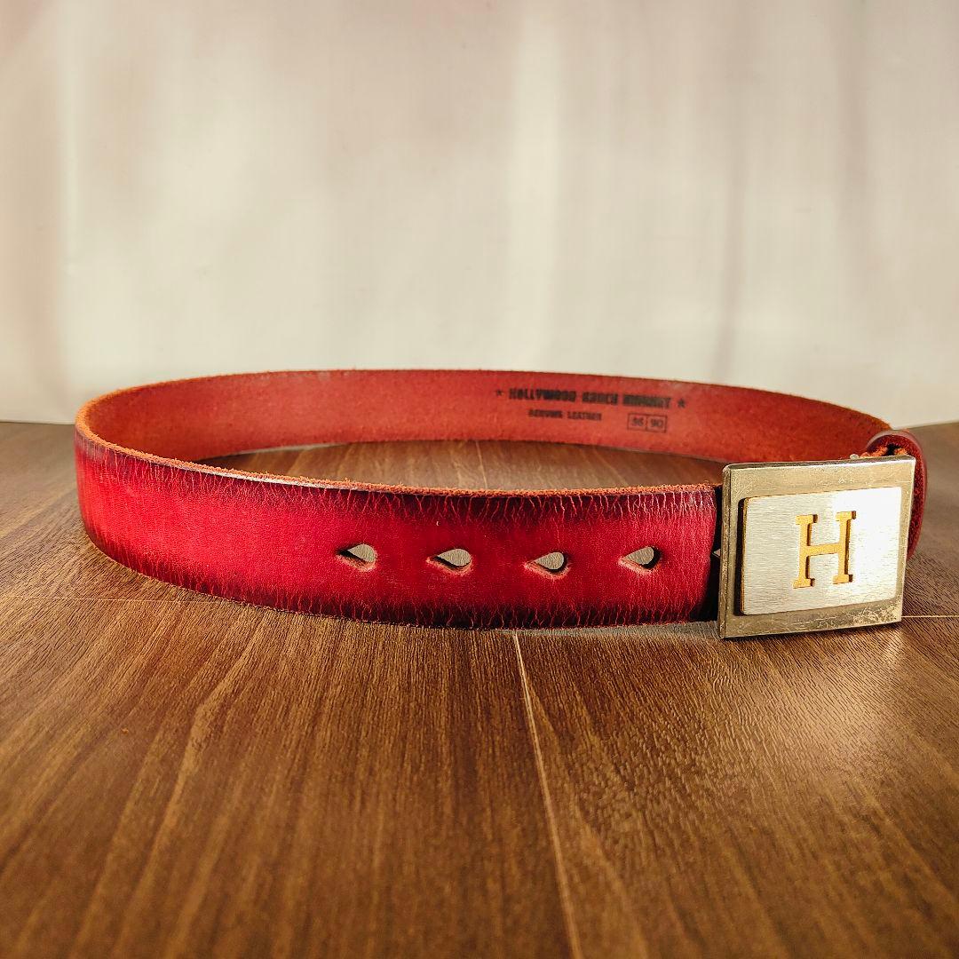 【新品極美品】HRM Hバックル　高級レッドバーガンディドレスベルト 本革正規品