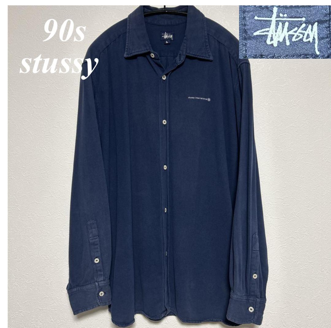 90s ステューシー シャツ コットン made in USA　紺タグ Ｌサイズ