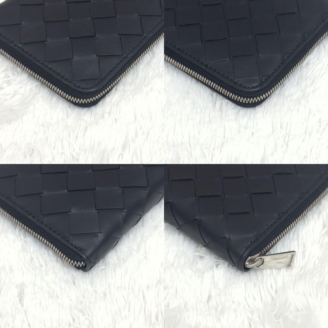 未使用級✨RFID内蔵 ボッテガ ラウンドファスナー イントレチャート 財布 黒