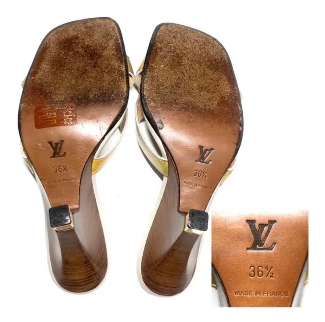 ルイヴィトン　ヴェルニ サンダル　ミュール　イエロー　エナメル　36 1/2
