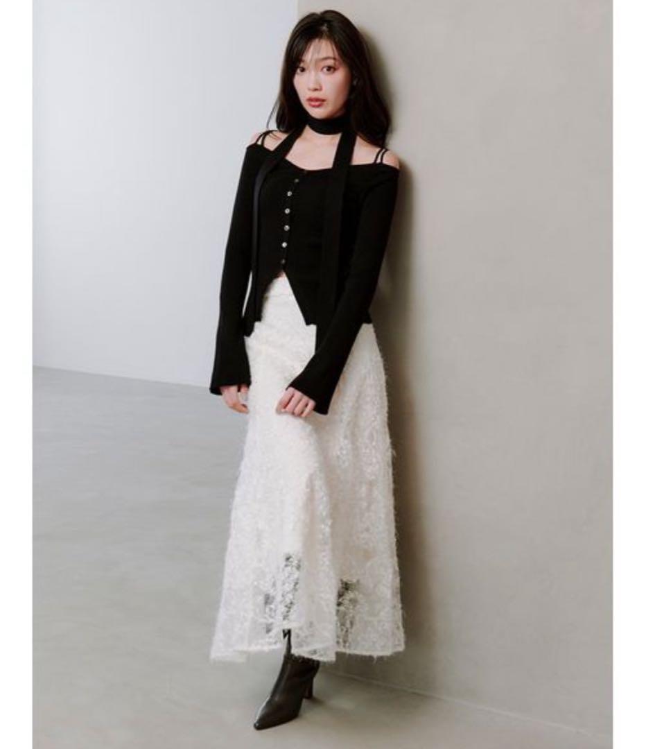 りしる　スナイデル　タイ付きニットプルオーバー　オフショル　人気　春　冬