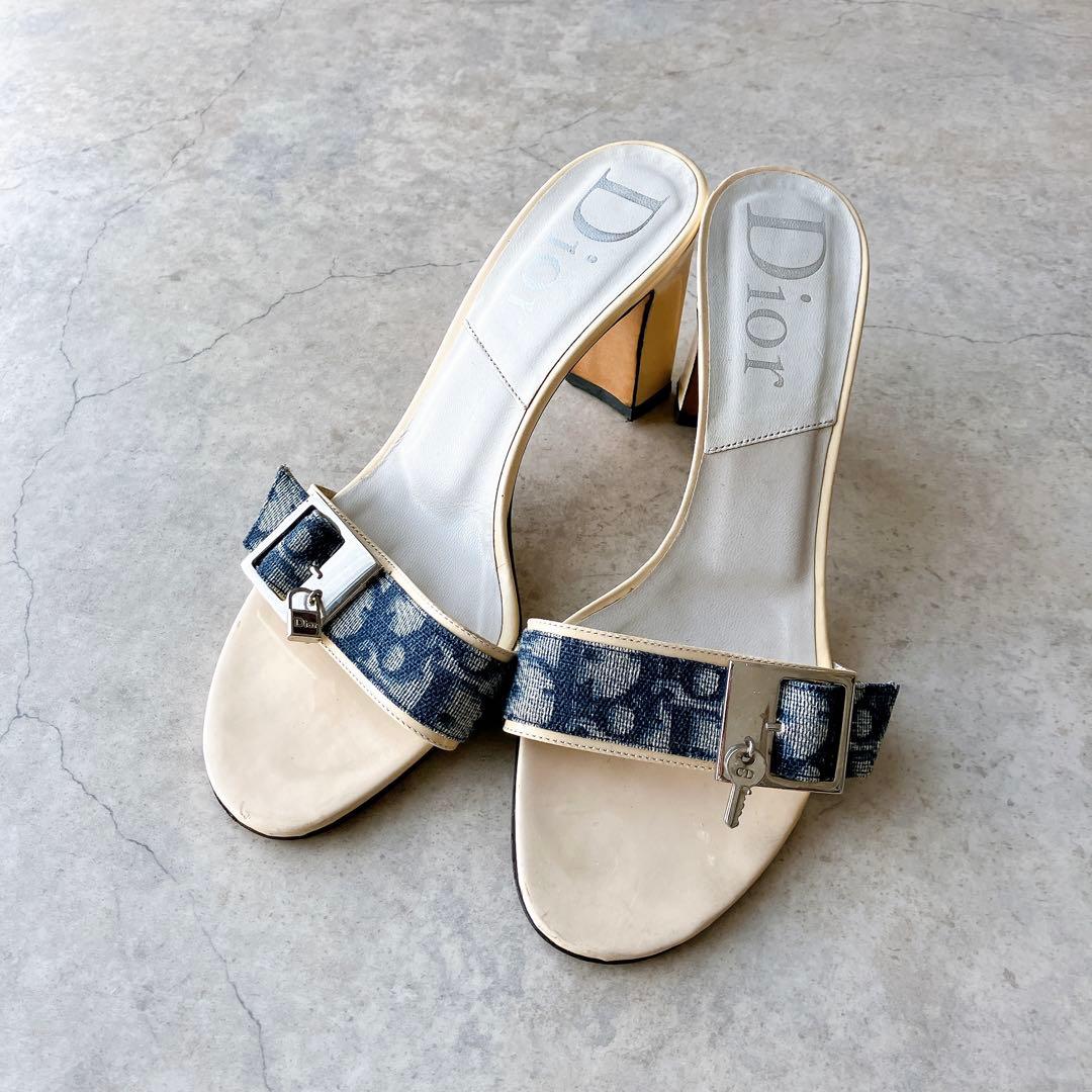 Dior ディオール ミュール サンダル ヒール トロッター柄 イタリア製