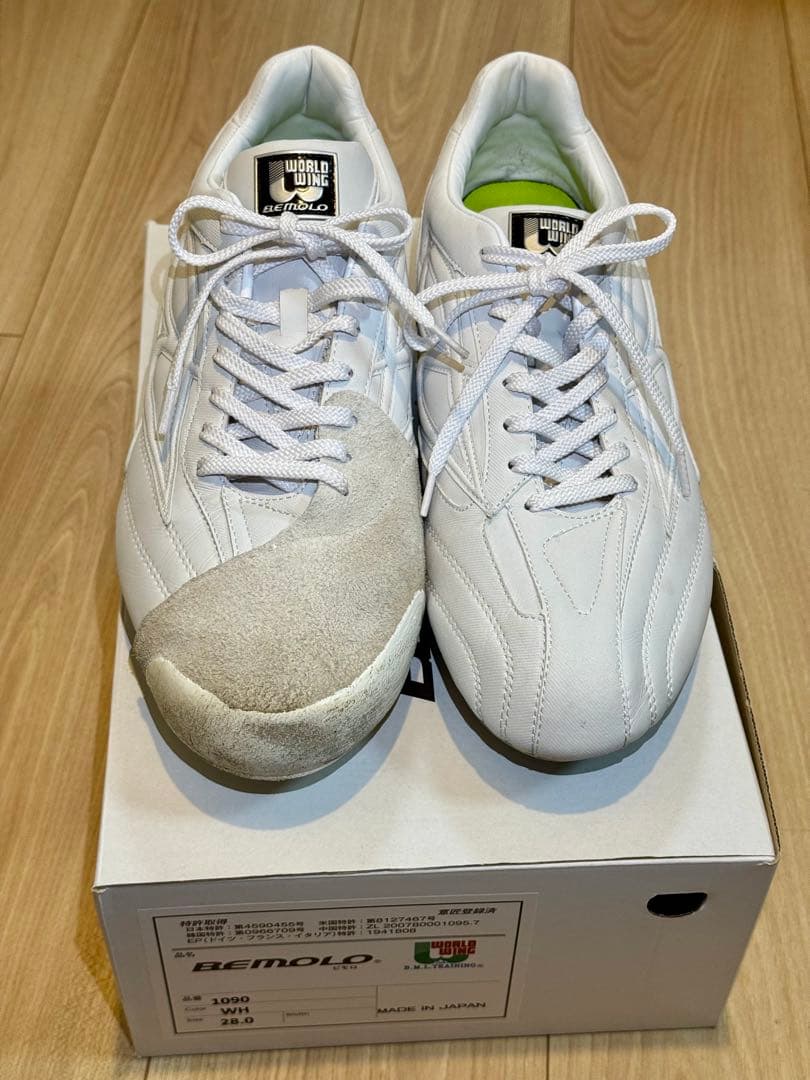 【美品/希少】28cm (白)ビモロ(Bemolo)/スパイクP革付