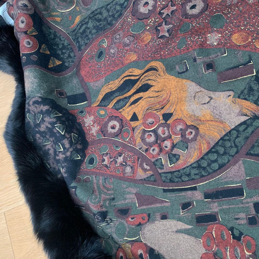 美品⭐︎vivreビブレ　黒　カシミヤ　ケープ　フォックスファー付　ポンチョコート