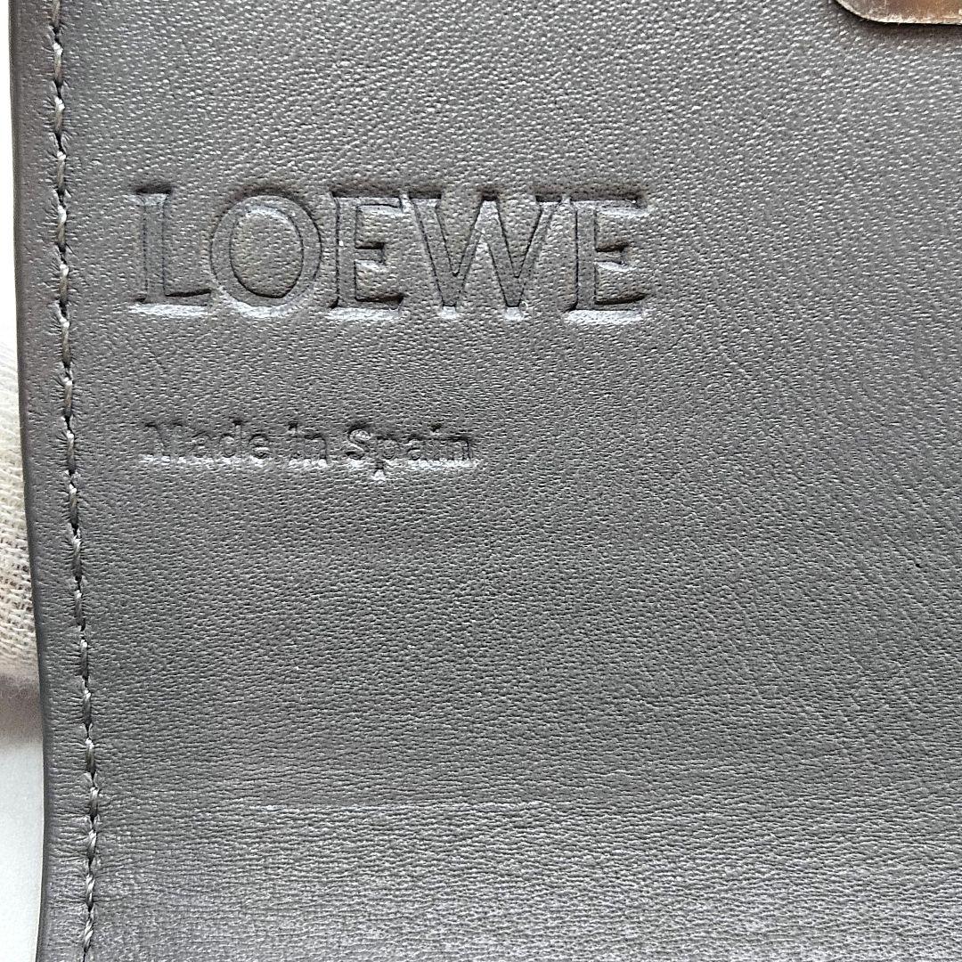 極美品 LOEWE ロエベ 名刺入れ カードケース アナグラム グレー レザー