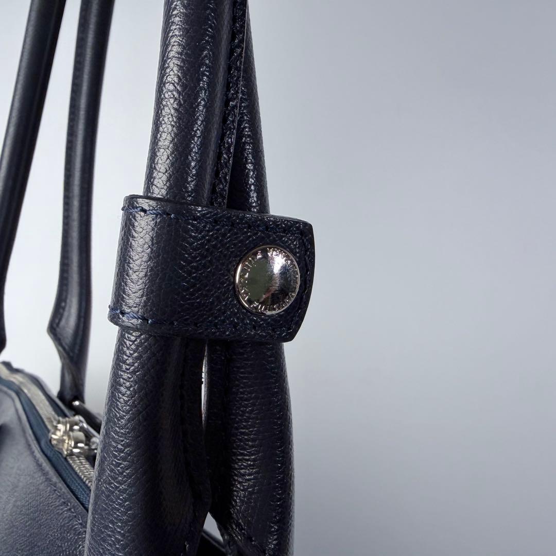 FUJITAKAレザートートバッグ B4 オーブ防水加工レザー国産鍵付きネイビー