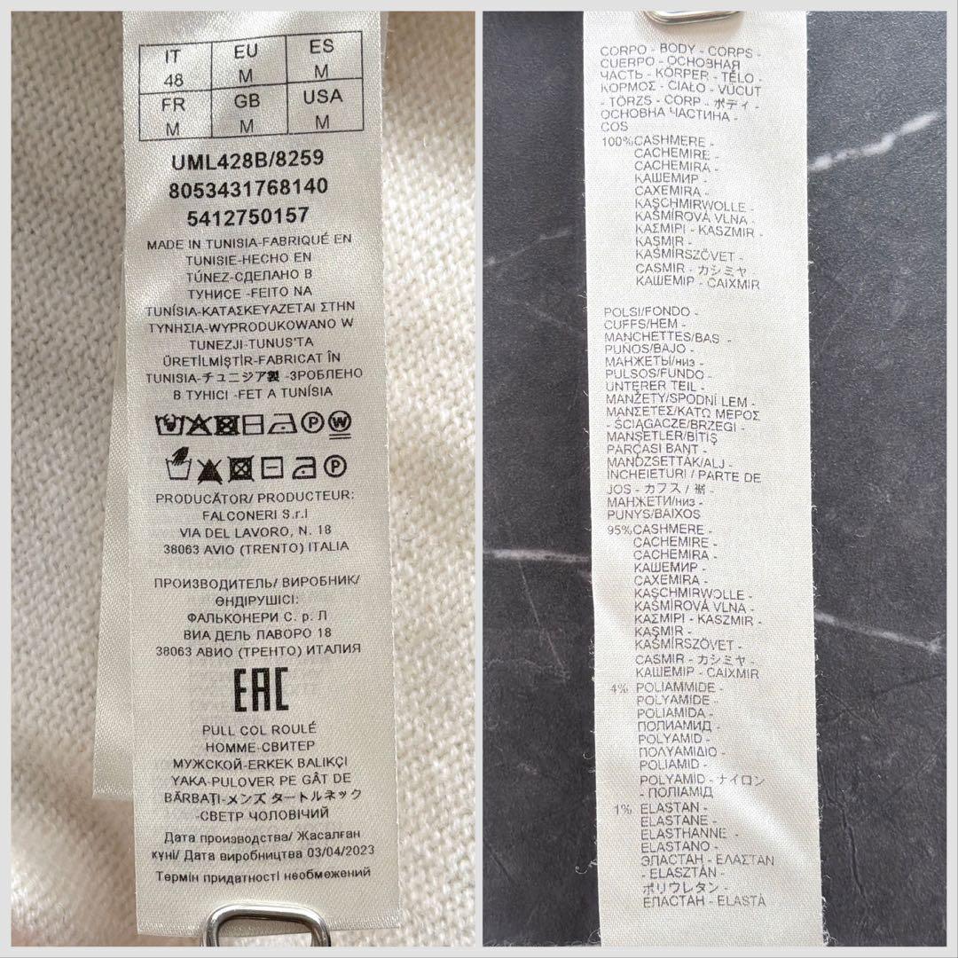 Falconeri カシミヤ100% タートルネックニット メンズM 白