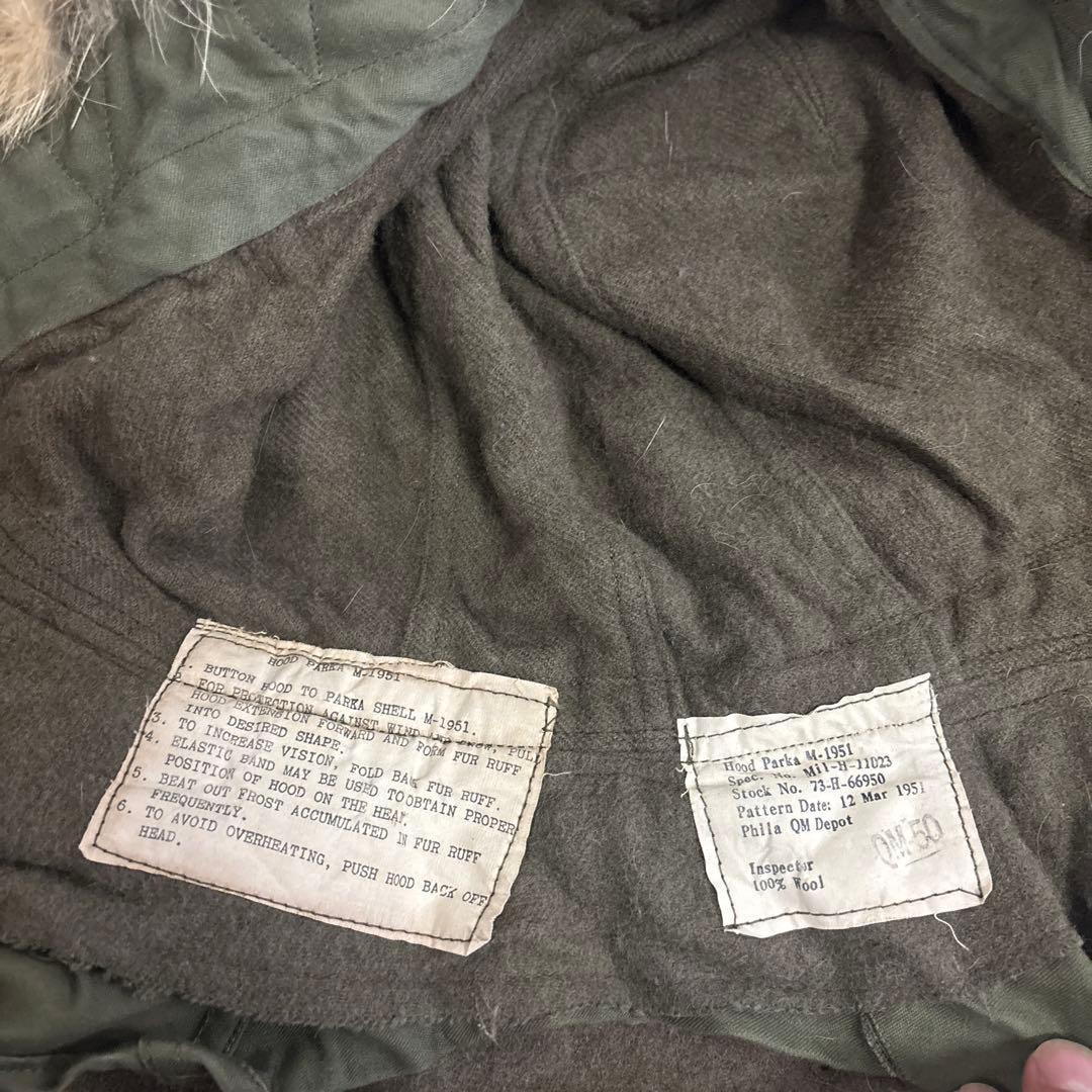 50s 初期型　米軍　実物　M51フード　M1951 PARKA コヨーテファ⑬