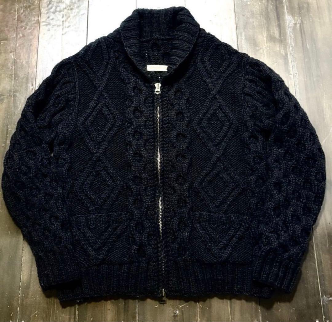 80's カウチンニットカーディガン ブラック USA ヴィンテージ