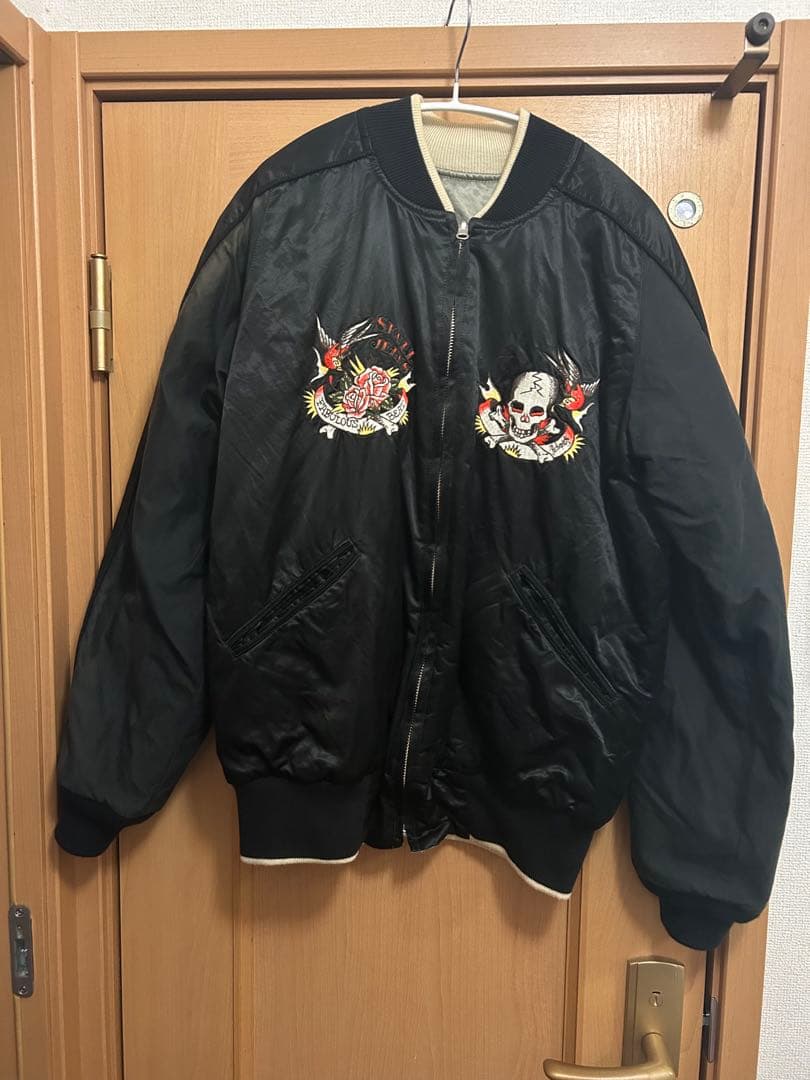 SKULL JEANS リバーシブルスカジャン ボンバージャケット40 スカル