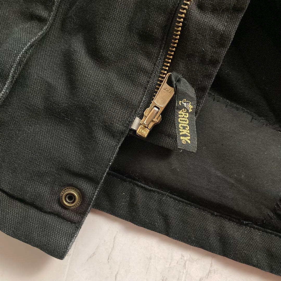 ROCKY ダックジャケット ワークジャケット 中綿 黒 XL 襟コーデュロイ