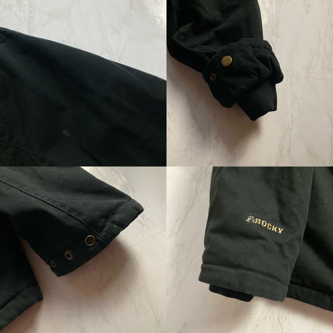 ROCKY ダックジャケット ワークジャケット 中綿 黒 XL 襟コーデュロイ