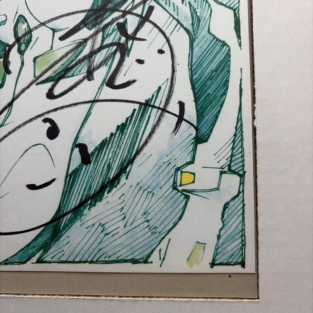 林原めぐみ直筆サイン色紙　エヴァンゲリオン綾波レイイラスト(額縁付き)