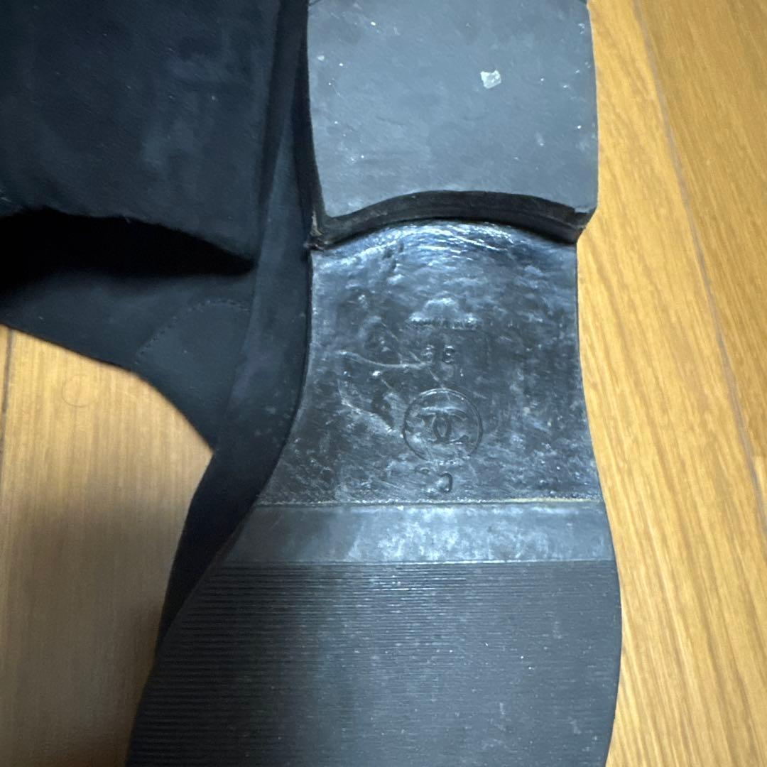 最終価格 CHANEL ブラック スエード ロングブーツ