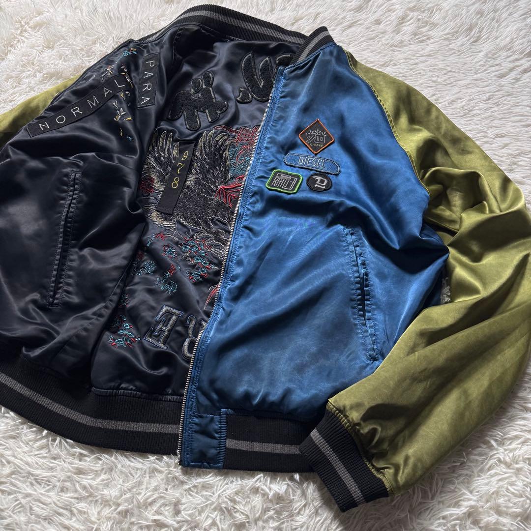 S*m様 極美品/L✨DIESEL スカジャン　リバーシブル　刺繍　虎　鷹