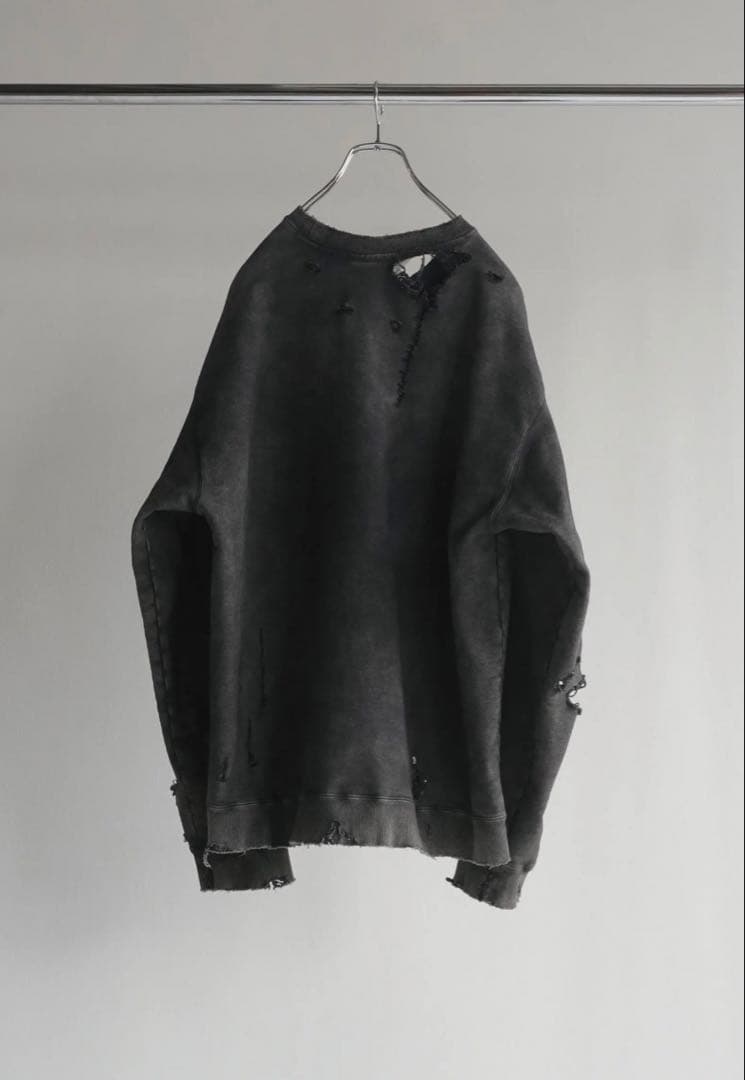 トップス ancellm CRASH UNEVEN OVER SWEAT SHIRT