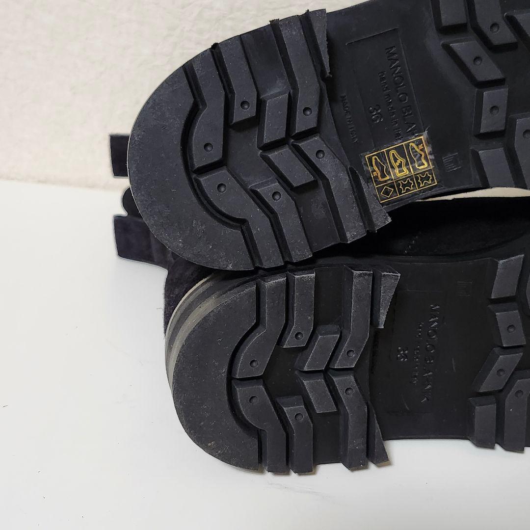 ほぼ新品 マノロブラニク ムートンショートブーツ 36 ブラック TOMOSA