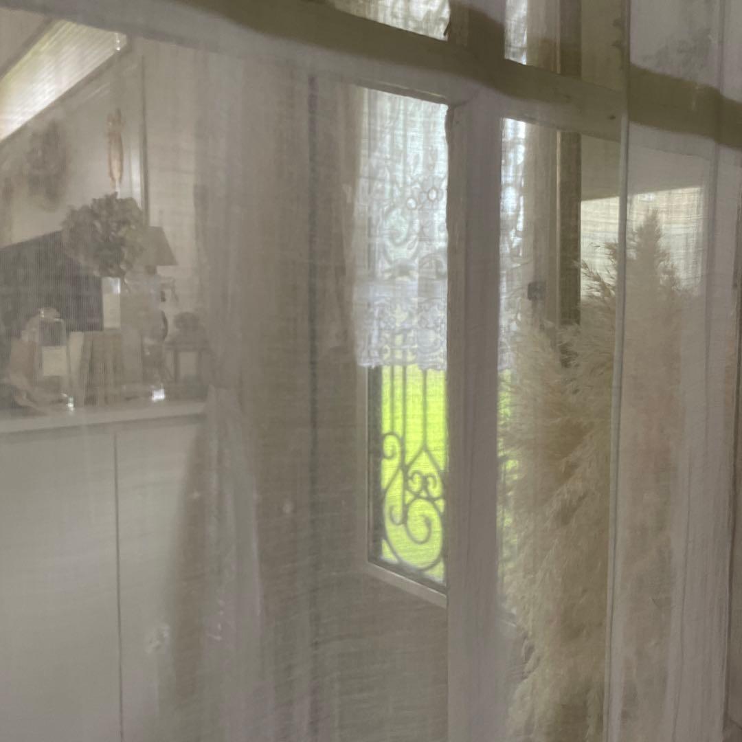 フランスアンティーク　手刺繍　レースカーテン