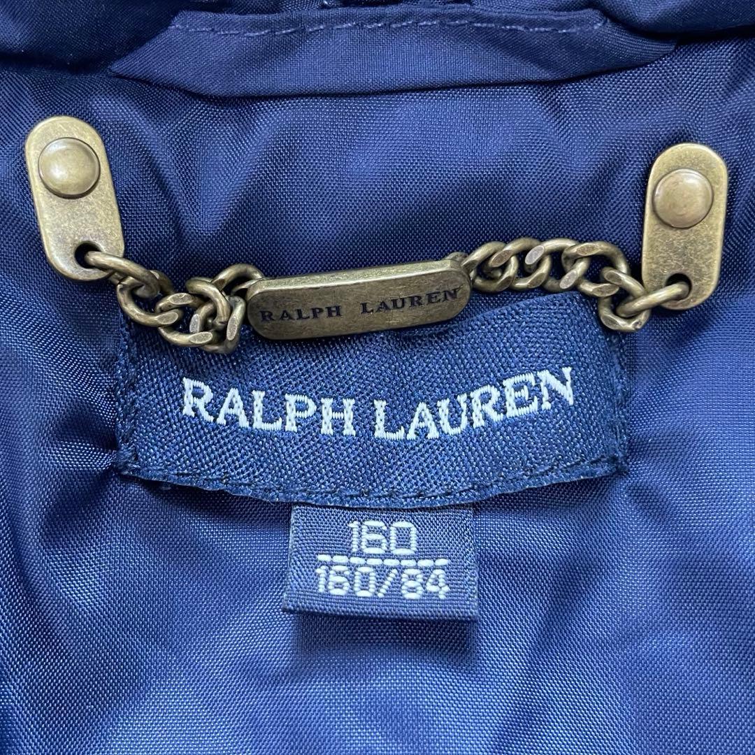 美シルエット✨ラルフローレン ダウンジャケット ベルト Aライン 紺 M相当