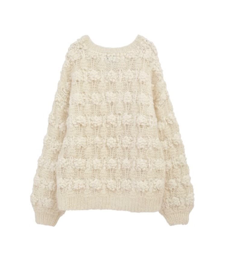 ★CLANE人気BUMPY OVER V NECK KNIT TOPS★白★新品