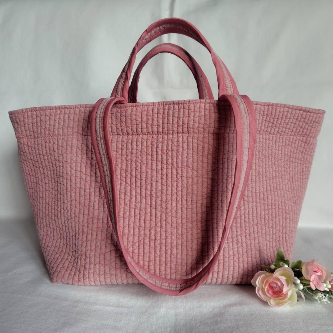 ファスナー 底板ポリ☆トートバッグWハンドル☆ ミルクティー ヌビバッグ