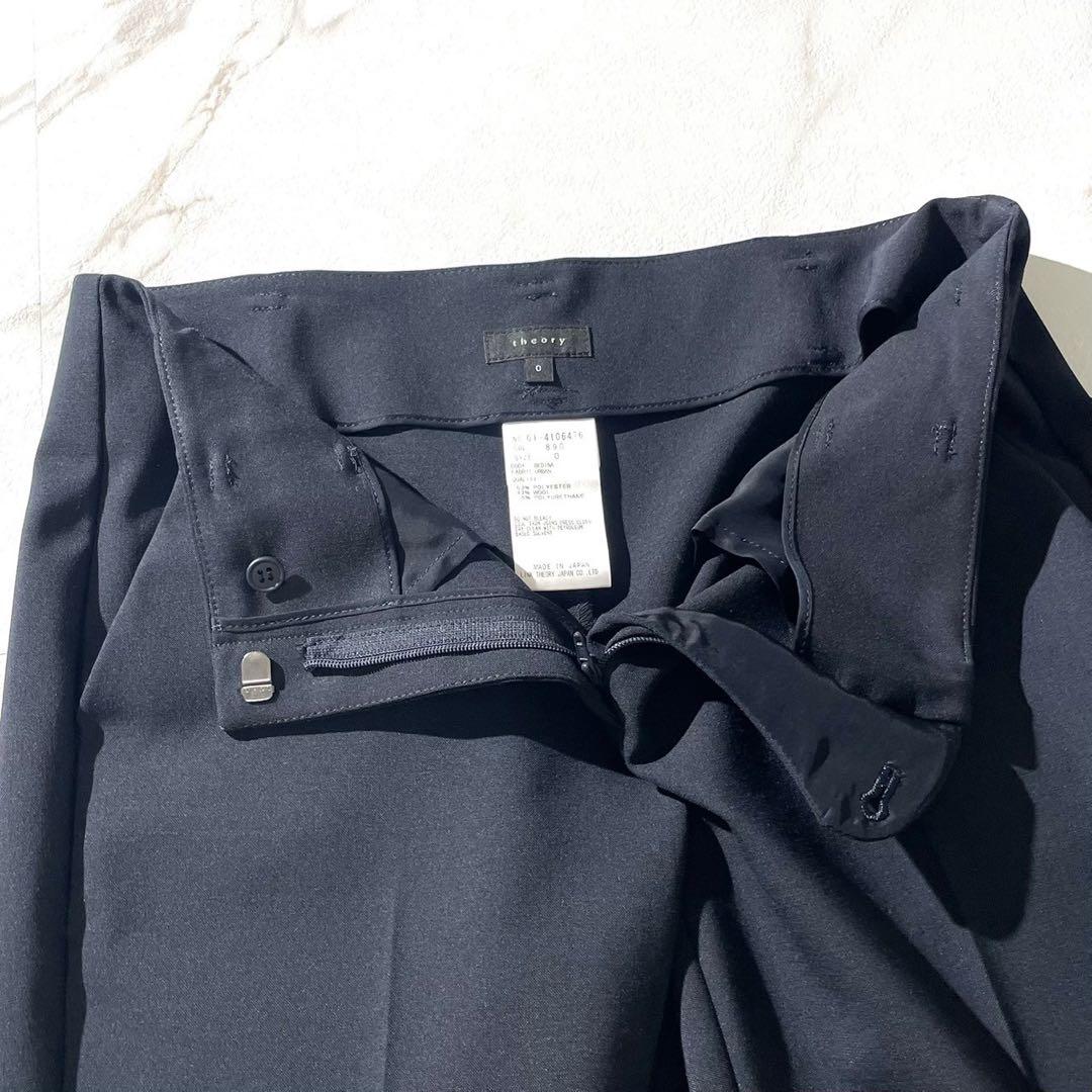 美品✨ セオリー ノーカラージャケット パンツスーツ セットアップ ネイビー