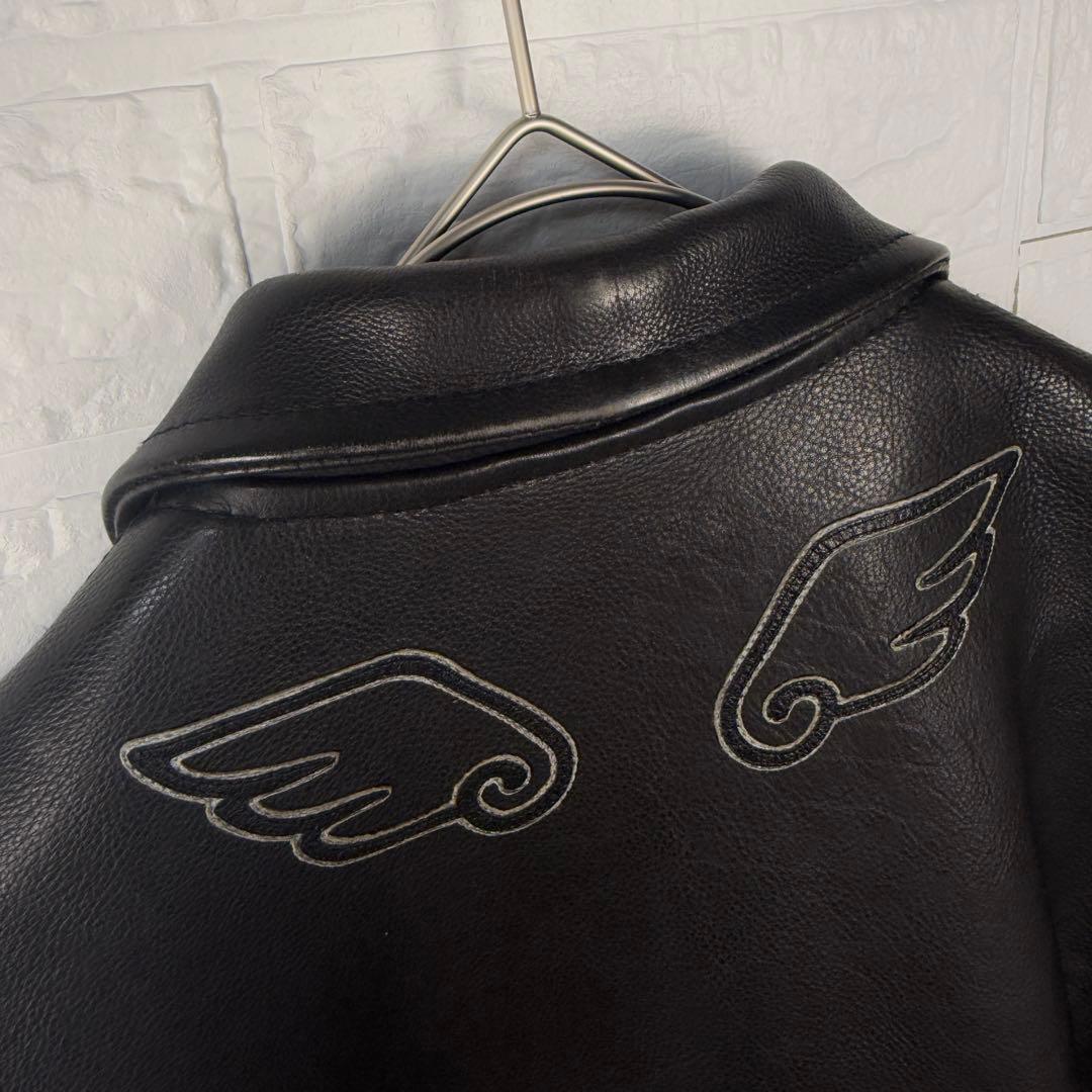 【羽刺繍】 DEGNER ライダース レザー ジャケット 本革 可愛い