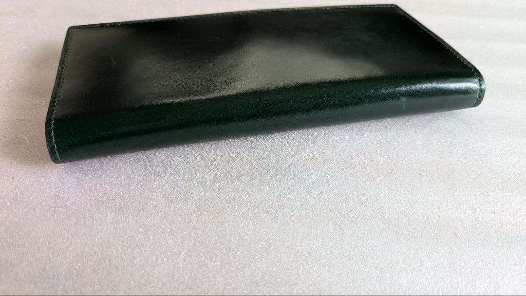 ganzo　コードバン ファスナー小銭入れ付き長財布　ダークグリーン