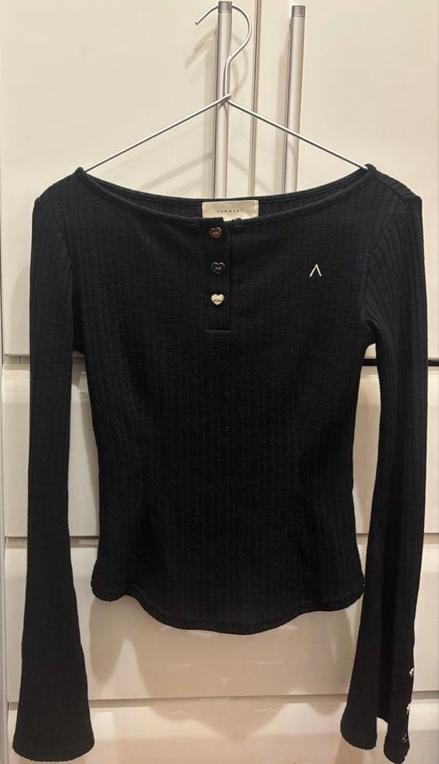 トップス ANDMARY Dorothy heart tops black