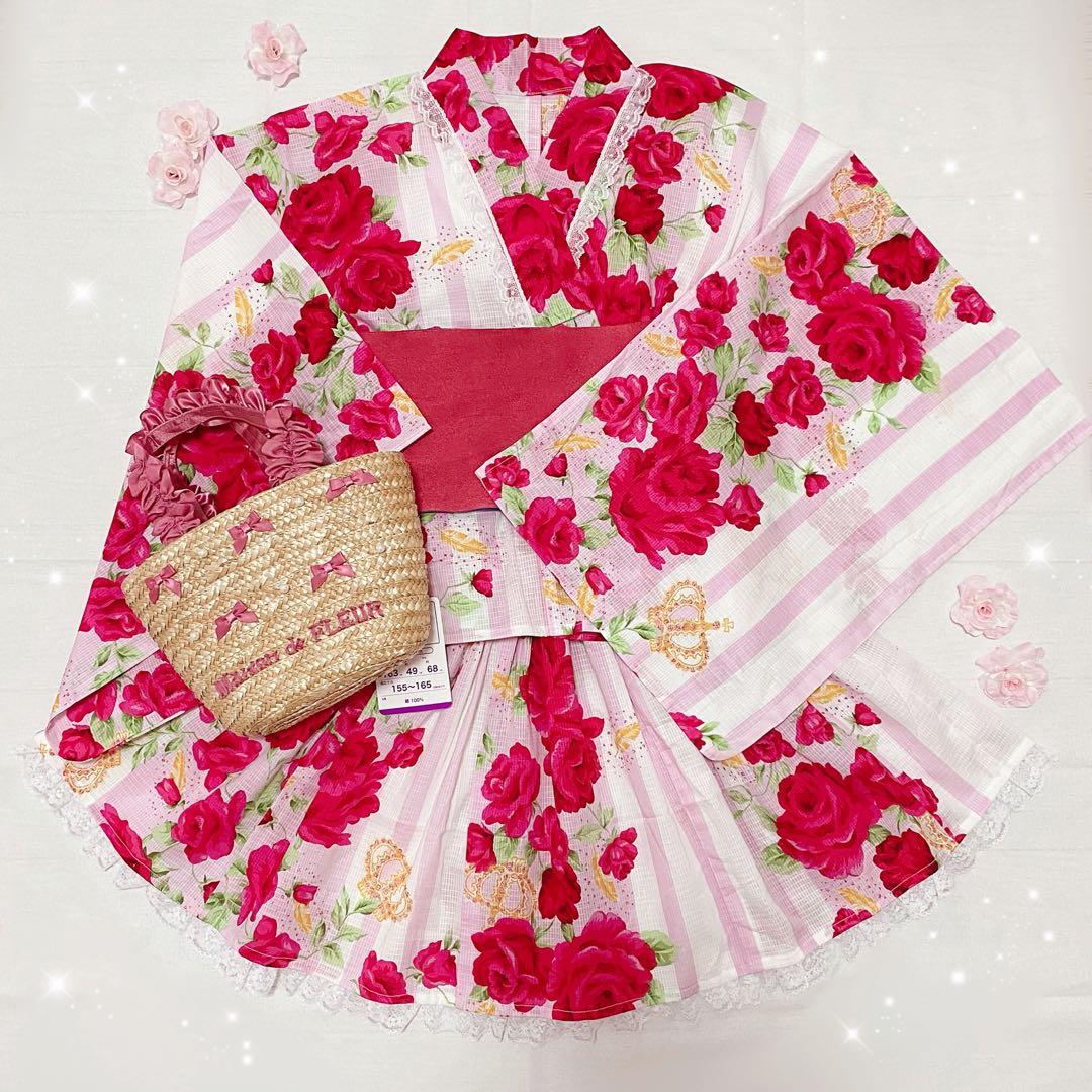♡姫系ギャル薔薇柄ピンク浴衣ドレス♡