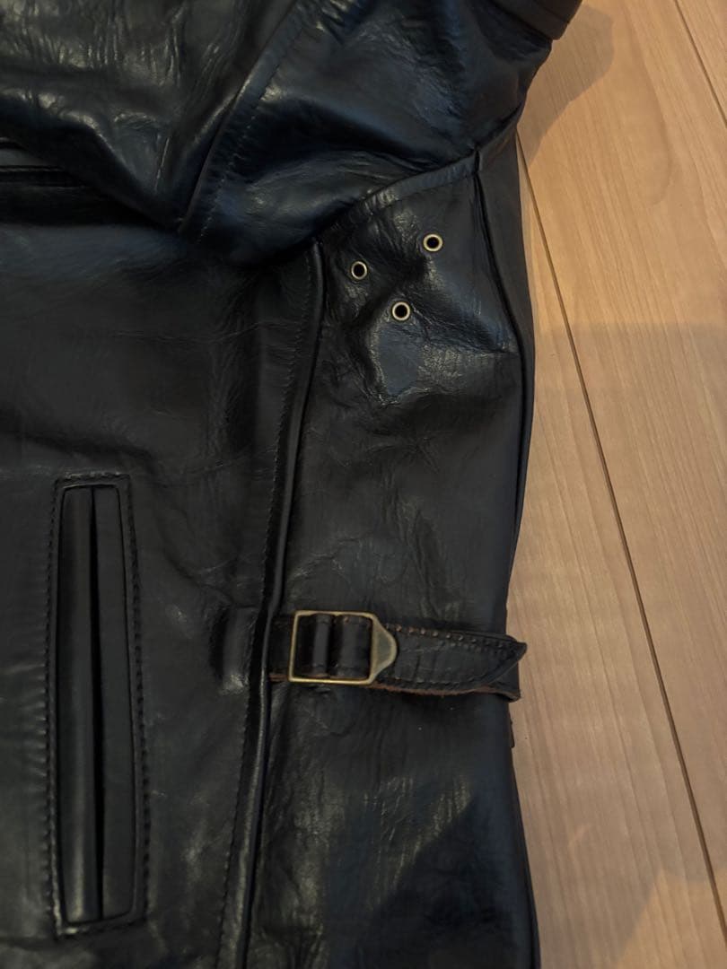 AERO LEATHER　ハーフベルトSTFレザージャケット　32サイズ　黒