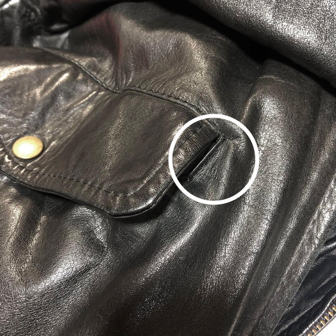 日本製 レザージャケット 薄手 牛革 レザーブルゾン 短丈 ブラック