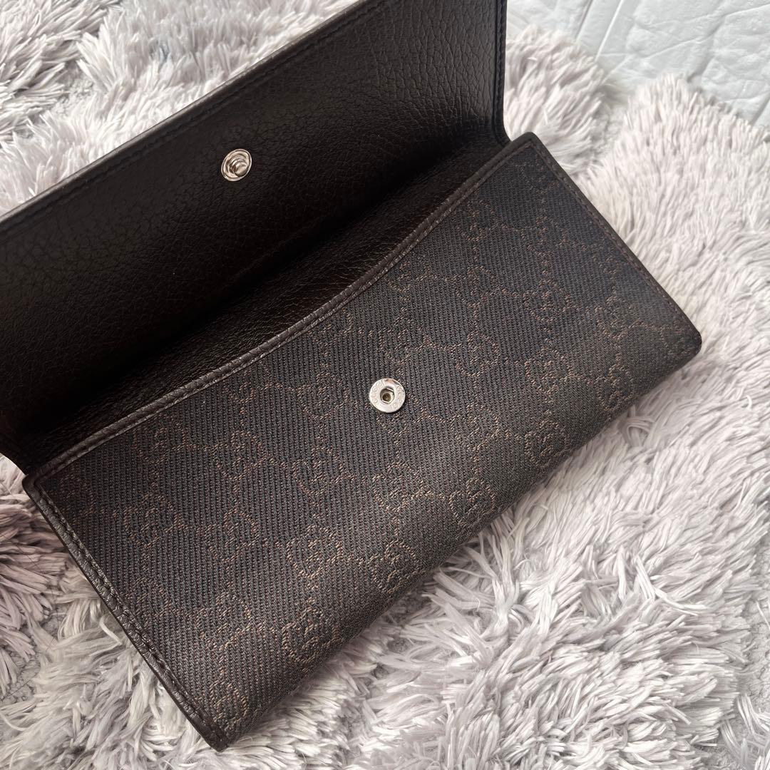 良品✨GUCCI コンチネンタル　長財布　GGキャンバス ダークブラウン