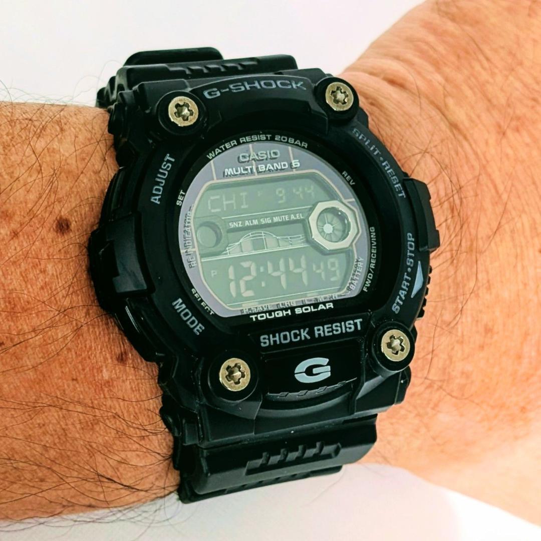 美品 CASIOメンズ腕時計Gショック ブラック ソーラー タイド＆ムーングラフ