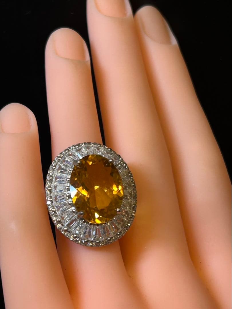 c*e様 天然石シトリン10.00ctサイズ限定9号リング