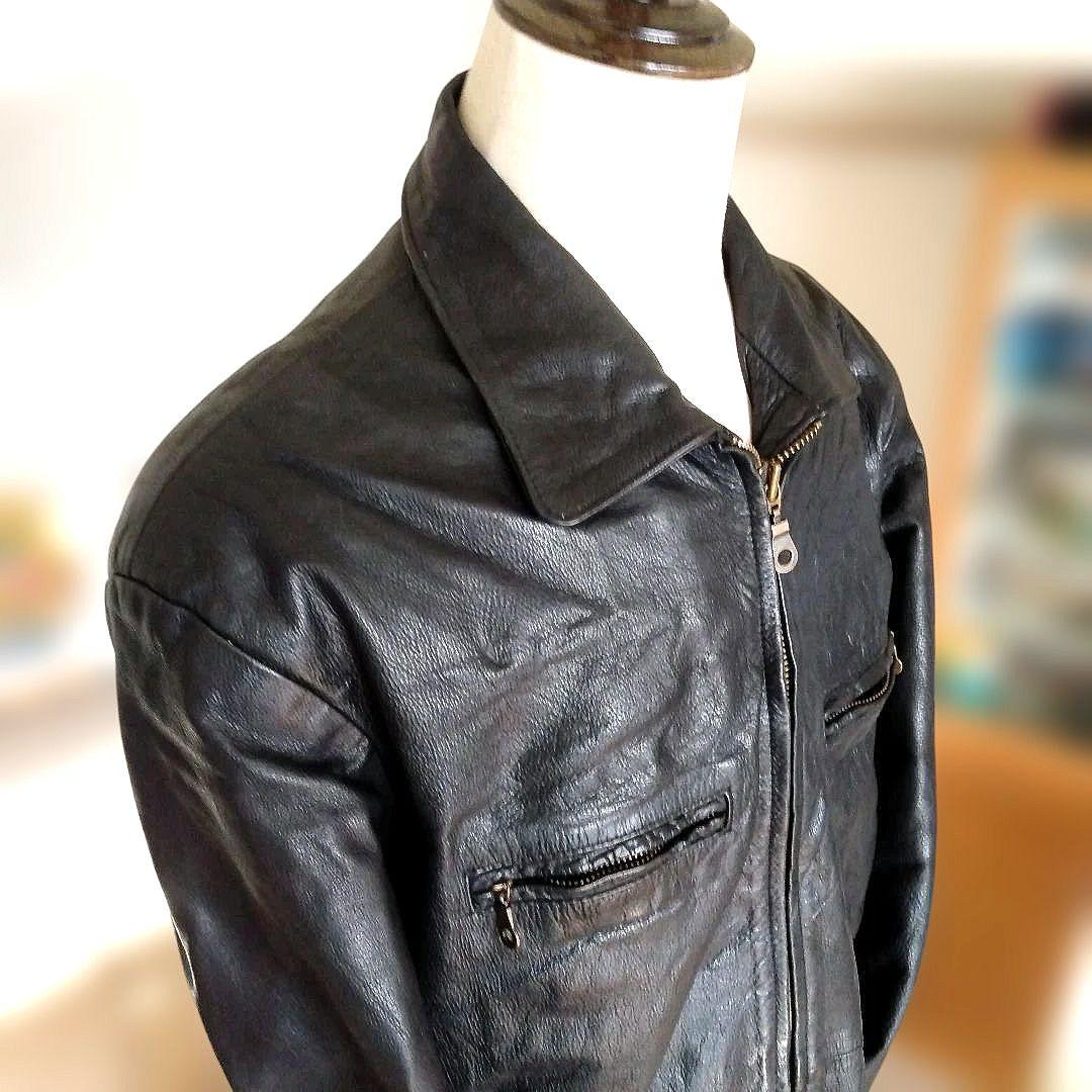 Vintage Euro シングルライダース レザージャケット カーコート
