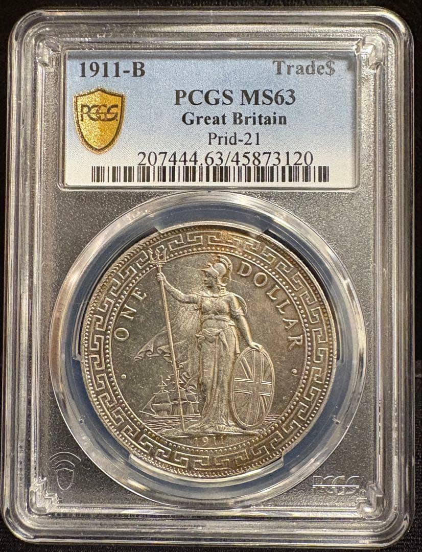 イギリス 1911年 トレードダラー 銀貨PCGS MS63