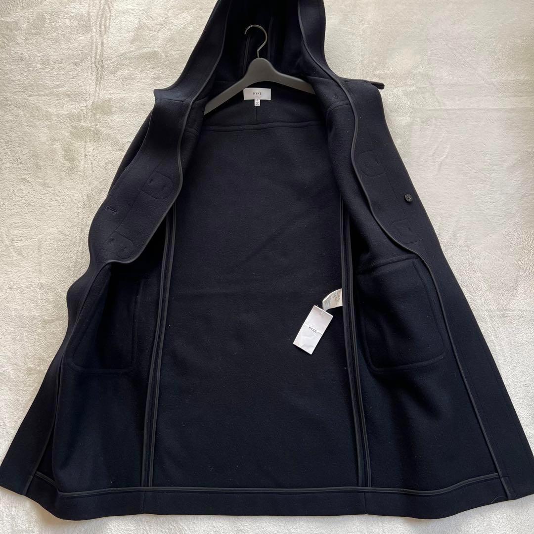 【極美品 定番】HYKE ダッフルコート ロング ネイビー 日本製 ボウルズ 2