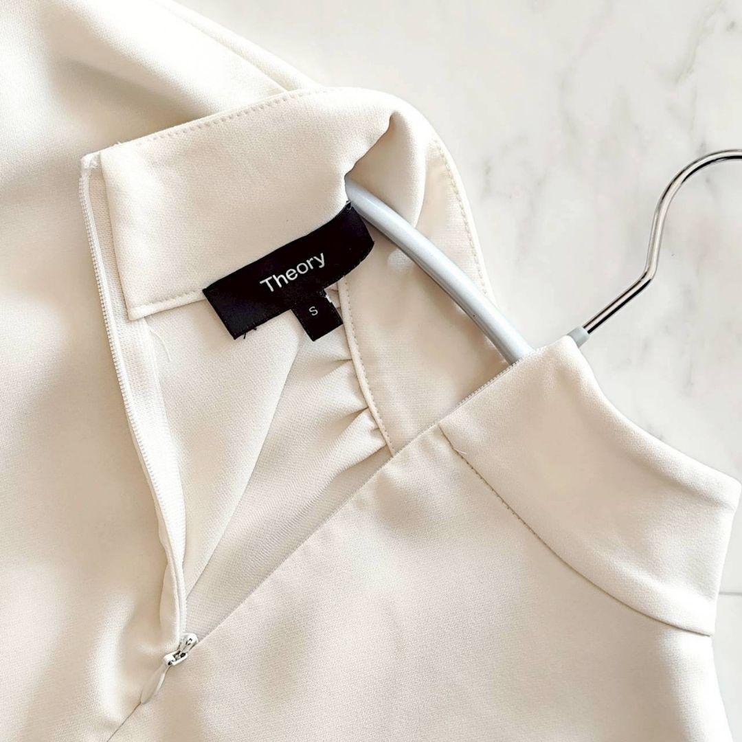 Theory 洗える スタンドカラー フォーマル ブラウス アイボリー