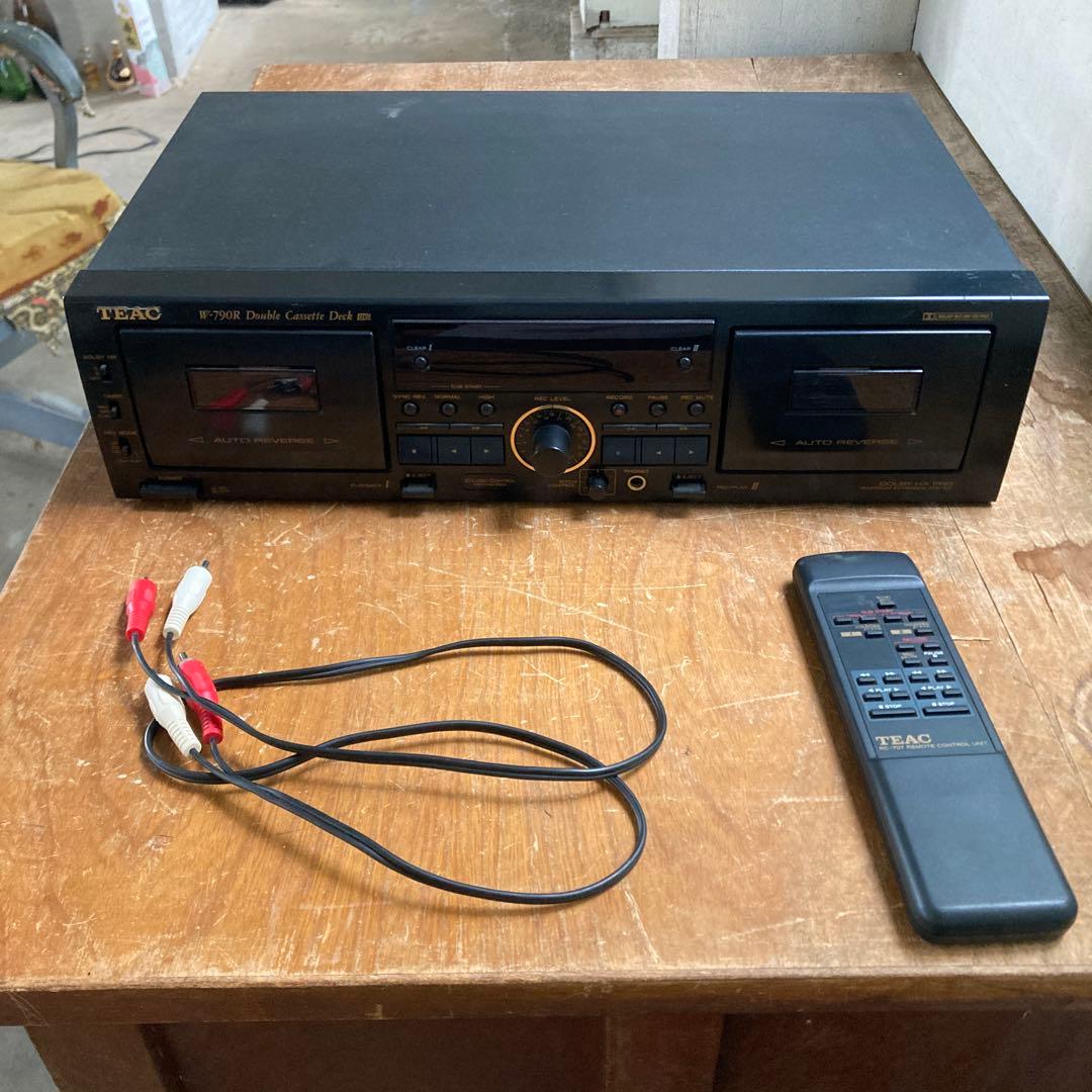 【動作OK】リモコン付き ダブルカセットデッキ　TEAC W-790R ダブカセ