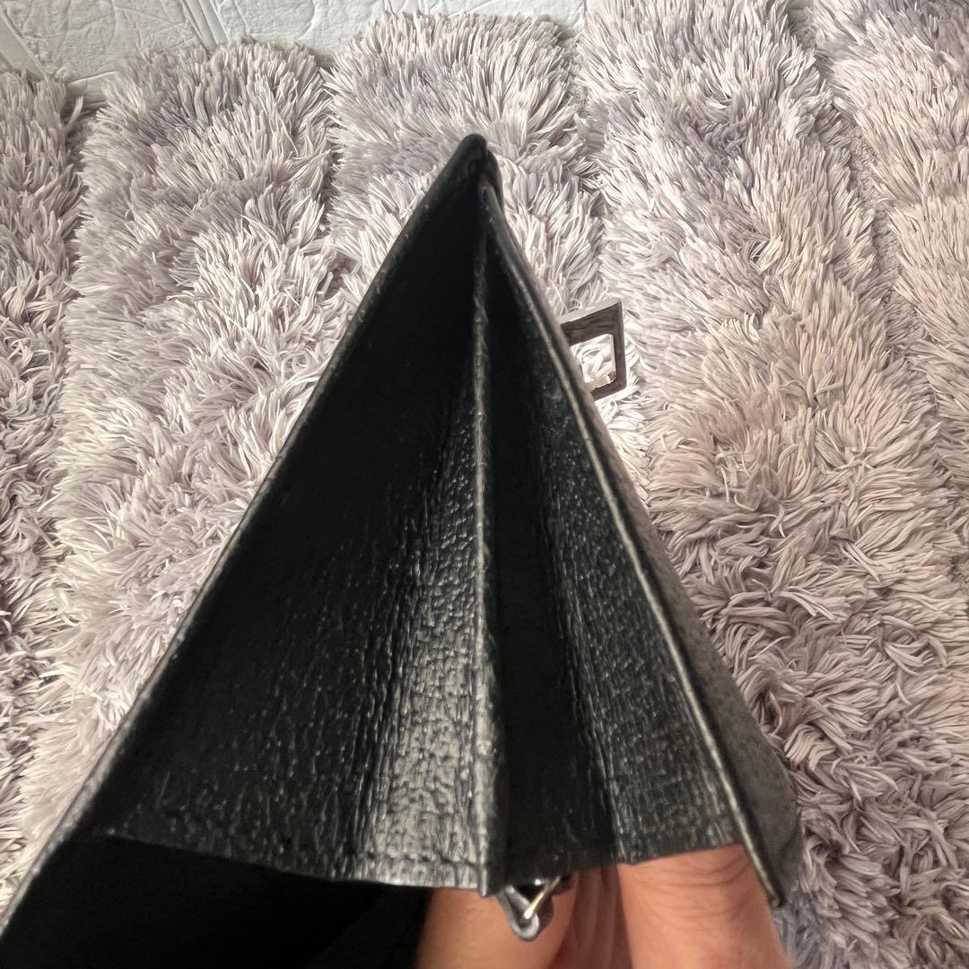 美品✨GUCCI G金具フラップ　レザー　ブラック　長財布　シルバーロゴ　メンズ