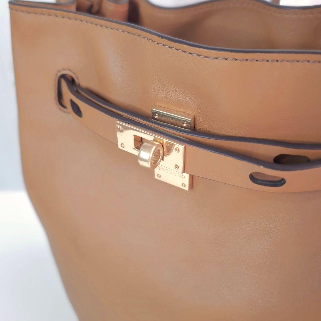 美品 ORSETTO オルセット ワンハンドル ハンドバッグ キャメル ブラウン