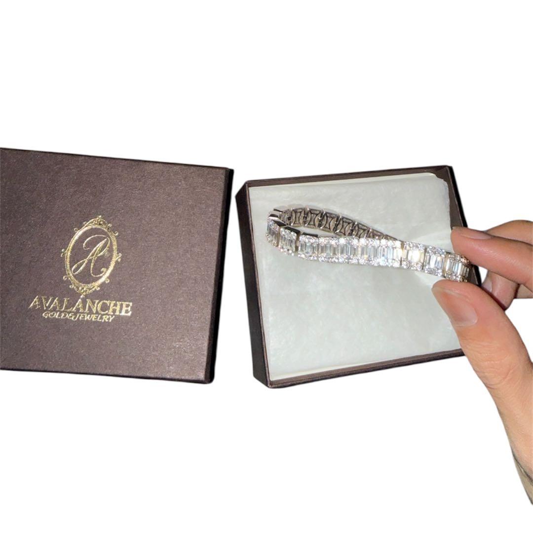 AVALANCHE シルバー　バゲットカット　テニスブレスレット　18cm