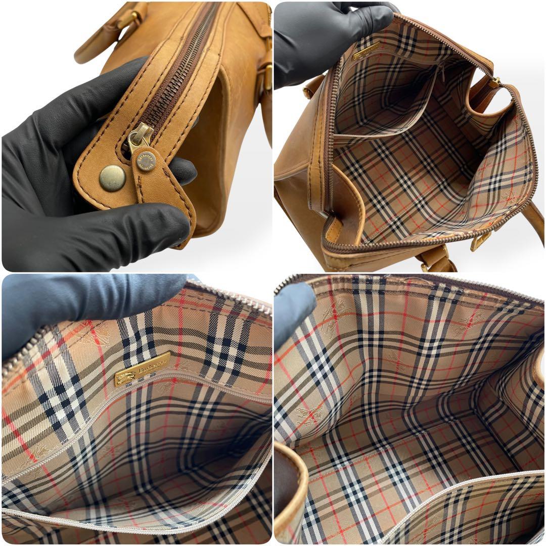 良品　Burberrys　希少　ヴィンテージ　ボストンバッグ　レザー　ブラウン